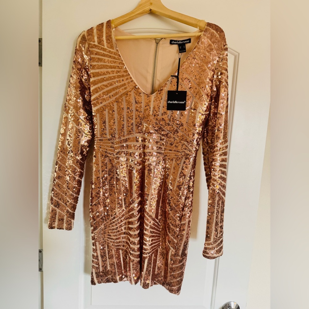 Charlotte Russe Rose Gold Sequin Dress
